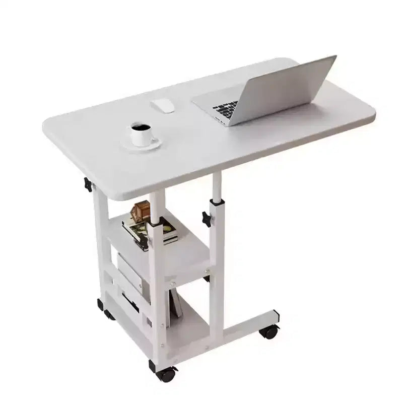Table d'appoint en C réglable en hauteur avec station de recharge, table d'appoint mobile en forme de C pour ordinateur portable, bureau de canapé avec roulettes, table d'appoint de canapé avec tiroir de rangement