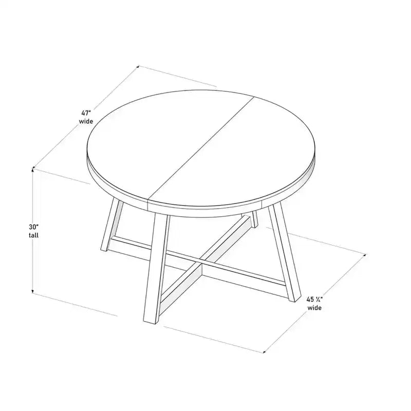 Table à manger ronde classique de 47 po | 4 places, Design moderne