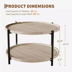 Table basse bohème ronde en bois de 74,4 cm | Table basse de ferme ronde naturelle à 2 niveaux