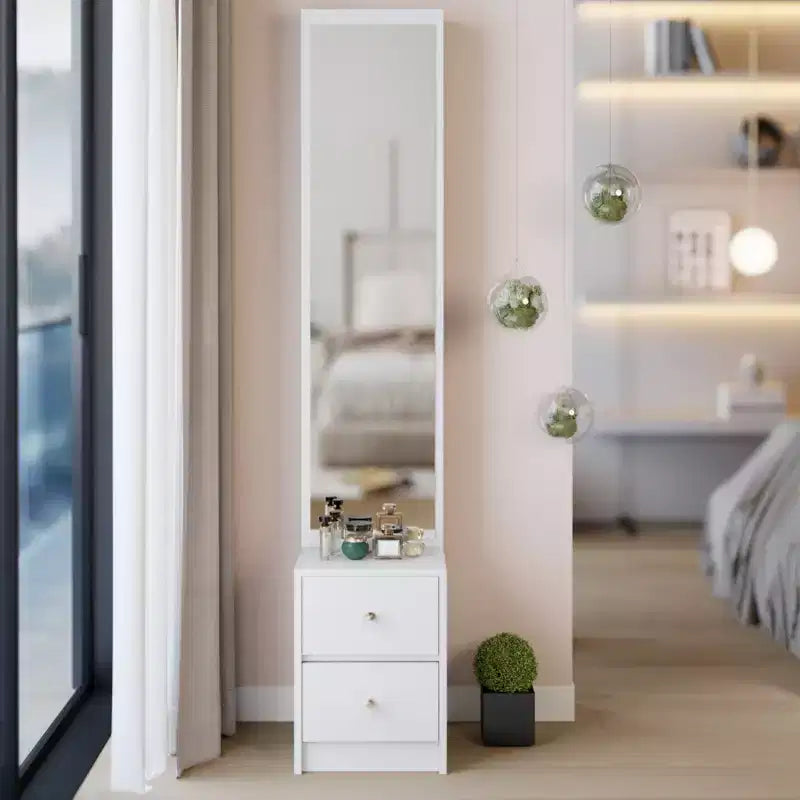 Armoire miroir intégrale de 160 cm avec tiroirs | Très grand miroir de dressing