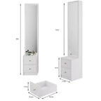 Armoire miroir intégrale de 160 cm avec tiroirs | Très grand miroir de dressing