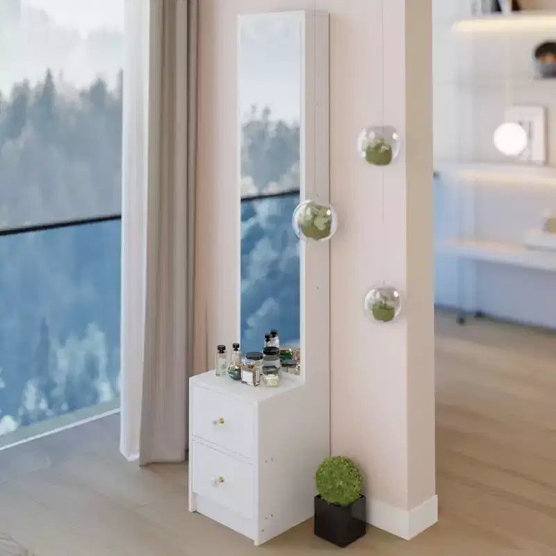 Armoire miroir intégrale de 160 cm avec tiroirs | Très grand miroir de dressing
