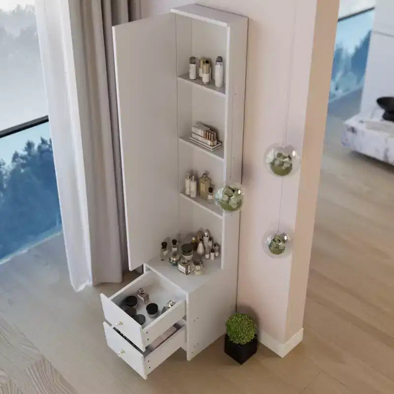 Armoire miroir intégrale de 160 cm avec tiroirs | Très grand miroir de dressing