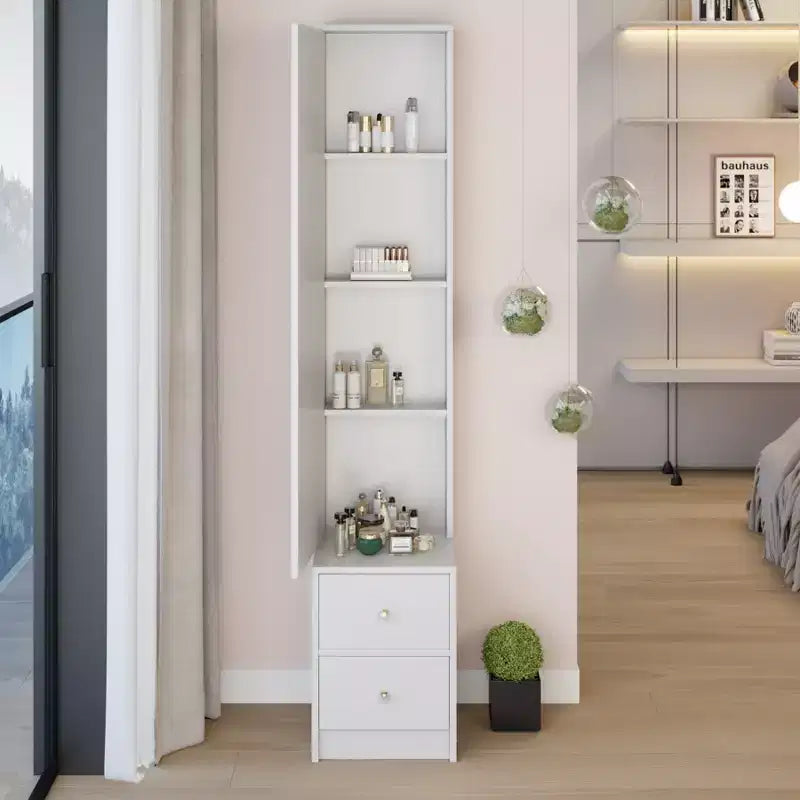 Armoire miroir intégrale de 160 cm avec tiroirs | Très grand miroir de dressing