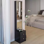 Armoire miroir intégrale de 160 cm avec tiroirs | Très grand miroir de dressing