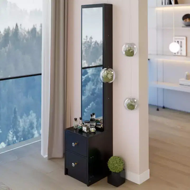 Armoire miroir intégrale de 160 cm avec tiroirs | Très grand miroir de dressing