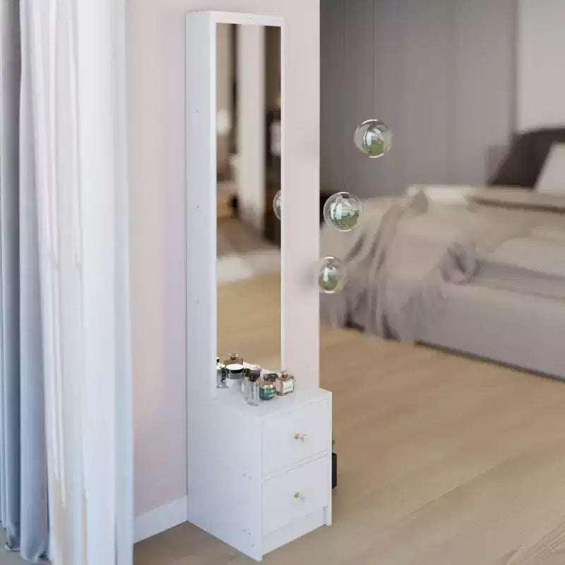 Armoire miroir intégrale de 160 cm avec tiroirs | Très grand miroir de dressing