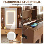 Grande Coiffeuse | Miroir coulissant, 3 lumières de couleur, Tiroirs et Ports de charge
