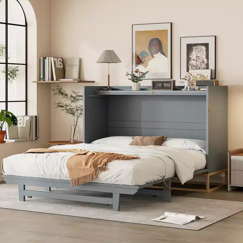 Lit escamotable Queen Murphy avec pieds dorés | Lit pliant pour chambre d'amis