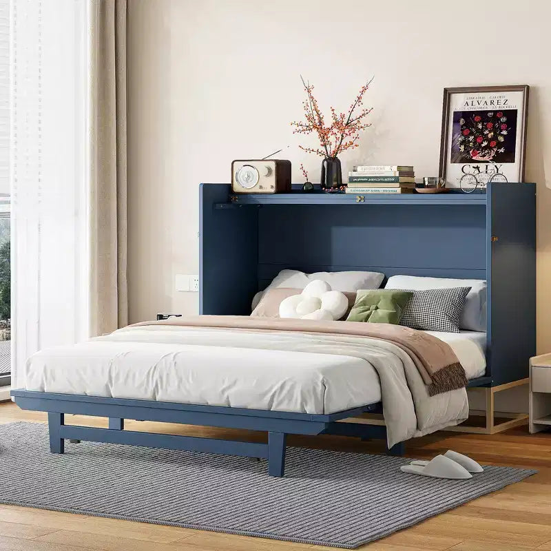 Lit escamotable Queen Murphy avec pieds dorés | Lit pliant pour chambre d'amis