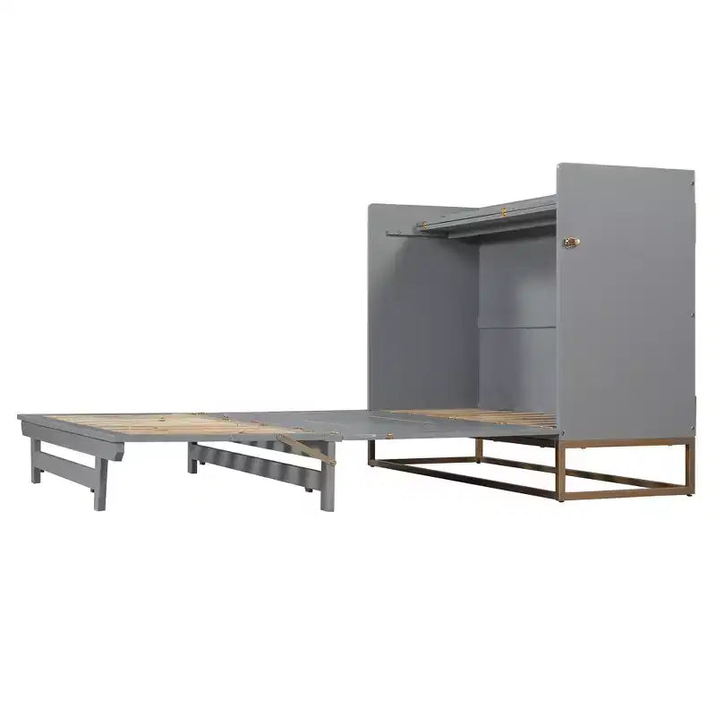 Lit escamotable Queen Murphy avec pieds dorés | Lit pliant pour chambre d'amis