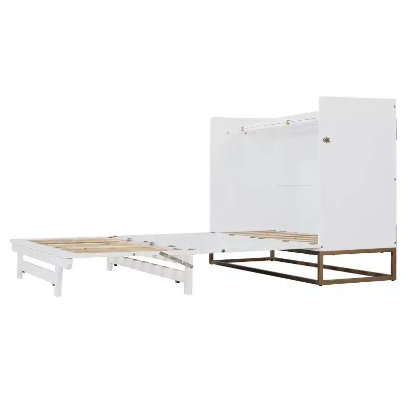 Lit escamotable Queen Murphy avec pieds dorés | Lit pliant pour chambre d'amis