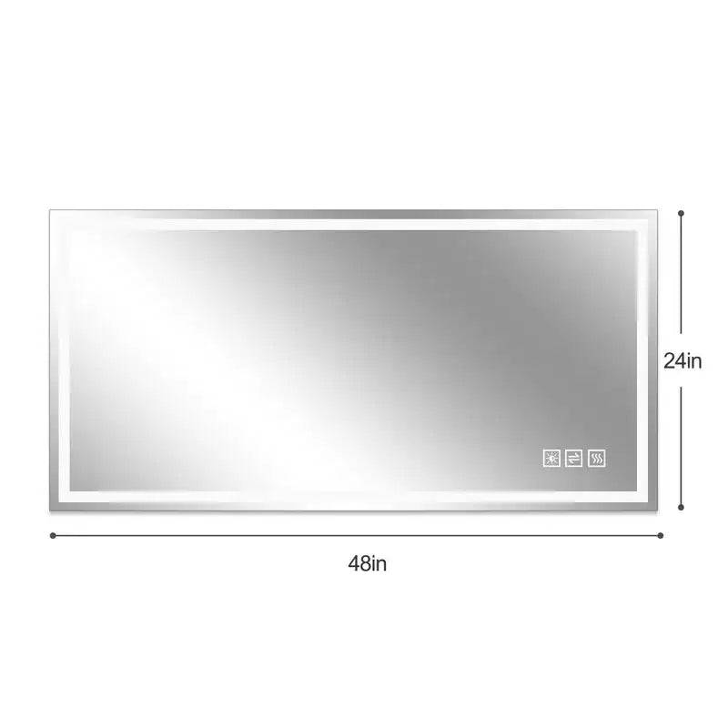 Miroir de salle de bain LED anti-buée 48" | 3 couleurs et 5 niveaux de gradation, bord droit