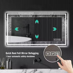 Miroir de salle de bain LED anti-buée 48" | 3 couleurs et 5 niveaux de gradation, bord droit