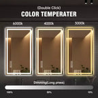 Miroir de salle de bain LED anti-buée 48" | 3 couleurs et 5 niveaux de gradation, bord droit