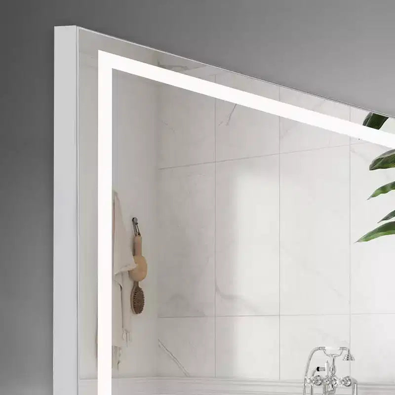 Miroir de salle de bain LED anti-buée 48" | 3 couleurs et 5 niveaux de gradation, bord droit