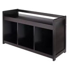 Banc de rangement 3 sections Addison | Espresso foncé, Pouf en similicuir