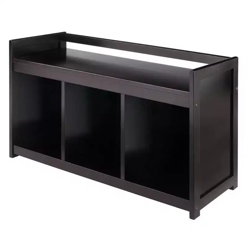 Banc de rangement 3 sections Addison | Espresso foncé, Pouf en similicuir