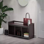 Banc de rangement 3 sections Addison | Espresso foncé, Pouf en similicuir