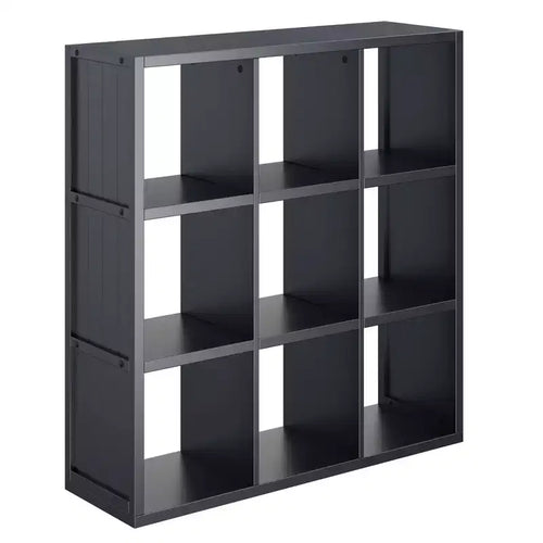 Winsome 40" Timothy Shelf 3X3 Slots Black: Mid-Century Modern Bookcase, Fixed Shelves, Wood Composite