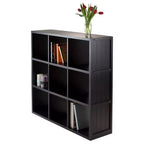 Bibliothèque à fentes 3x3 de 40 po | Moderne du milieu du siècle, Étagères fixes, Noir