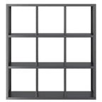 Bibliothèque à fentes 3x3 de 40 po | Moderne du milieu du siècle, Étagères fixes, Noir