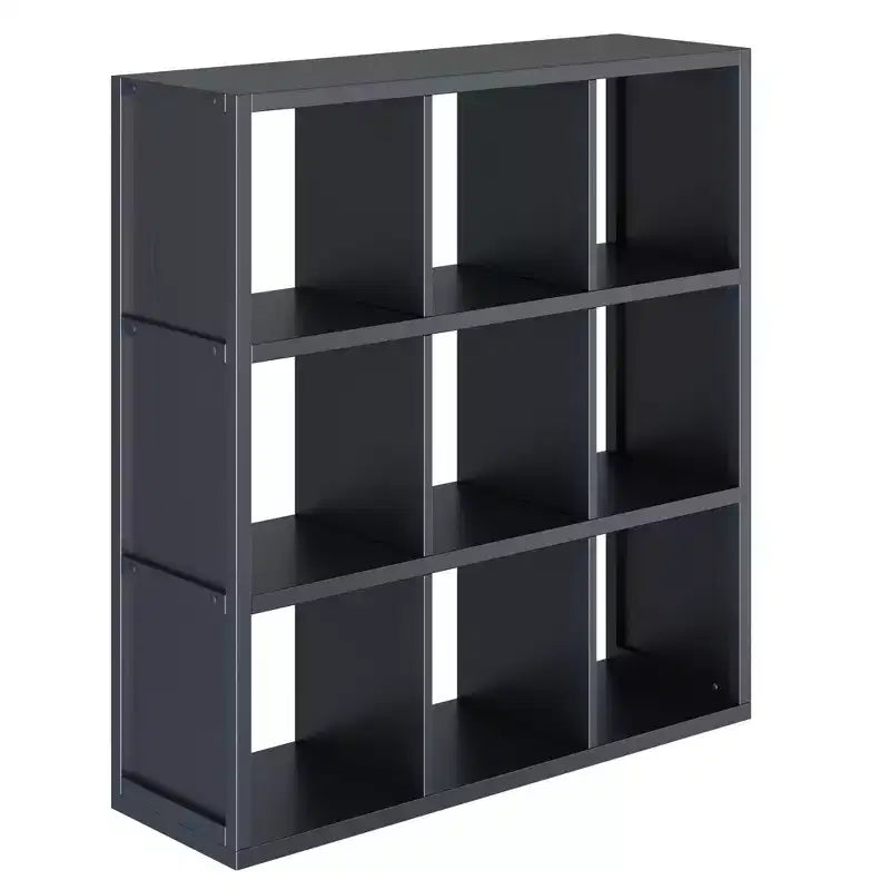Bibliothèque à fentes 3x3 de 40 po | Moderne du milieu du siècle, Étagères fixes, Noir