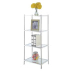 Étagère tour chromée à 4 niveaux de 109 cm | Organisateur de rangement pour salle de bain et chambre à coucher