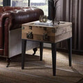 Table d'appoint Kolin 20 po | Chêne rustique et gris mat, vitrine en verre biseauté