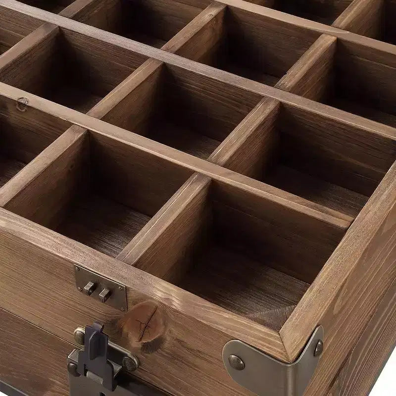 Table d'appoint Kolin 20 po | Chêne rustique et gris mat, vitrine en verre biseauté