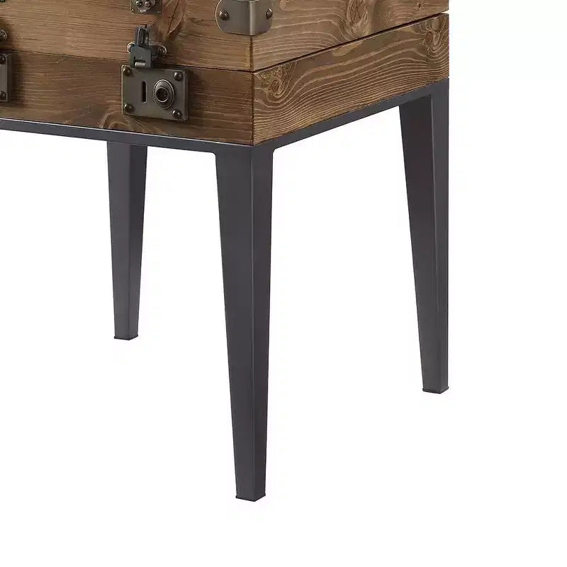 Table d'appoint Kolin 20 po | Chêne rustique et gris mat, vitrine en verre biseauté