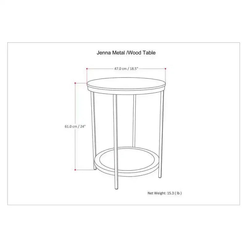 Table d'appoint ronde 18" | Table d'appoint compacte pour le salon et la chambre