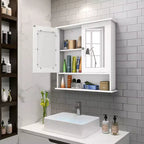 Armoire de toilette murale double miroir | Armoire à pharmacie avec étagère, Blanche