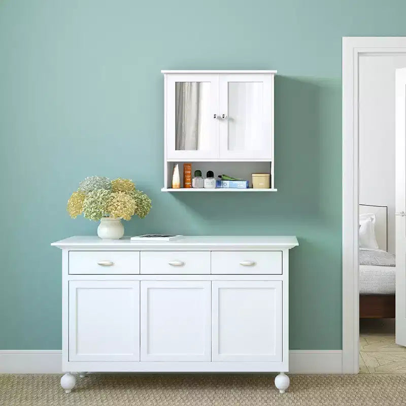 Armoire de toilette murale double miroir | Armoire à pharmacie avec étagère, Blanche