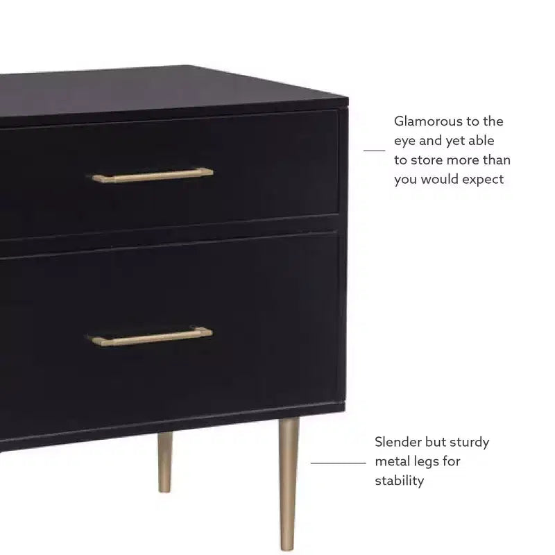 Table de chevet à 2 tiroirs Gloria | Table de chevet compacte avec rangement