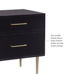 Table de chevet à 2 tiroirs Gloria | Table de chevet compacte avec rangement