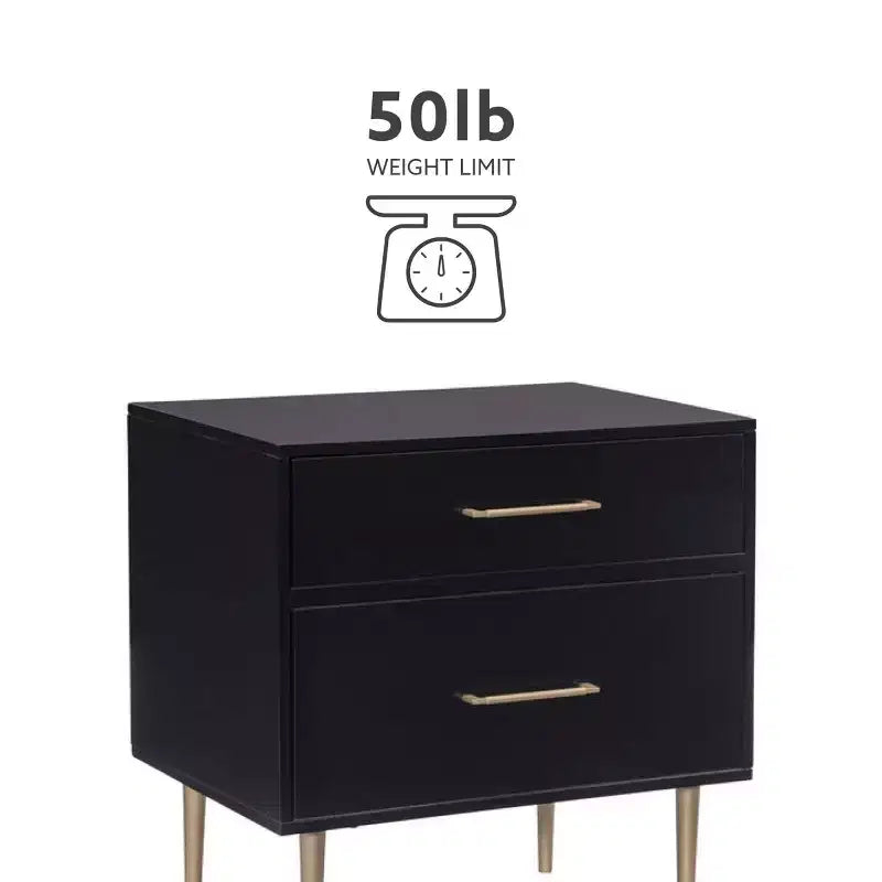 Table de chevet à 2 tiroirs Gloria | Table de chevet compacte avec rangement
