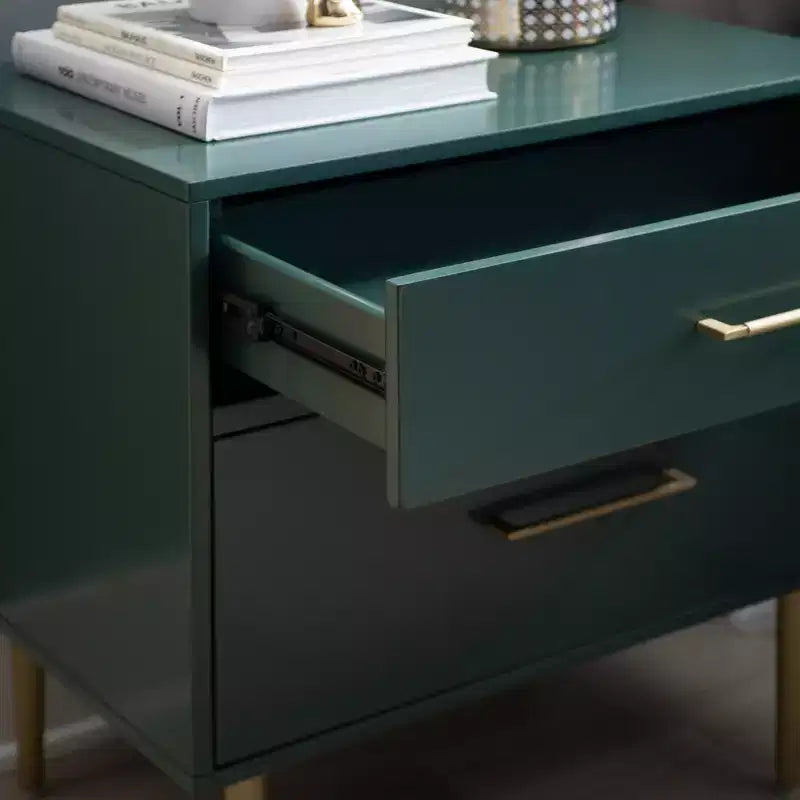 Table de chevet à 2 tiroirs Gloria | Table de chevet compacte avec rangement