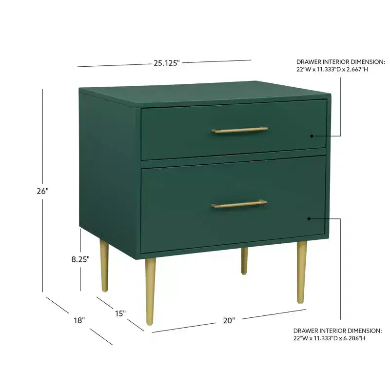 Table de chevet à 2 tiroirs Gloria | Table de chevet compacte avec rangement