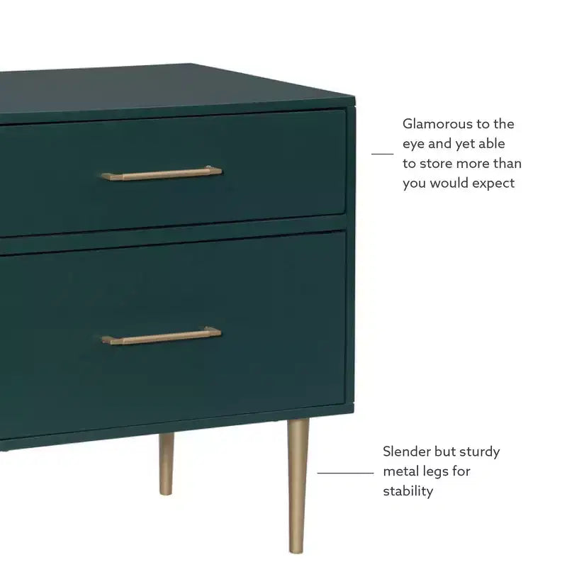 Table de chevet à 2 tiroirs Gloria | Table de chevet compacte avec rangement