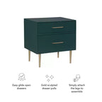 Table de chevet à 2 tiroirs Gloria | Table de chevet compacte avec rangement
