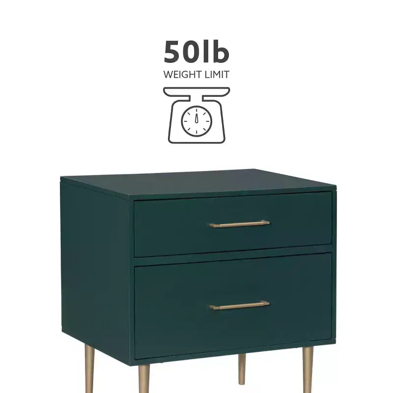 Table de chevet à 2 tiroirs Gloria | Table de chevet compacte avec rangement