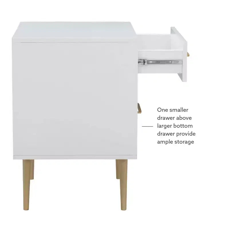 Table de chevet à 2 tiroirs Gloria | Table de chevet compacte avec rangement