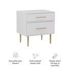Table de chevet à 2 tiroirs Gloria | Table de chevet compacte avec rangement