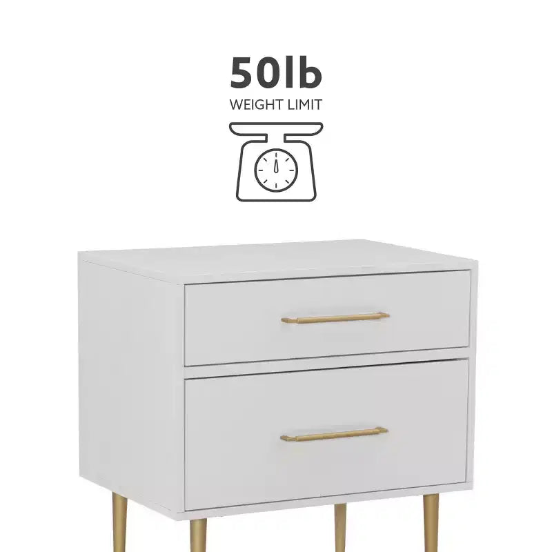 Table de chevet à 2 tiroirs Gloria | Table de chevet compacte avec rangement